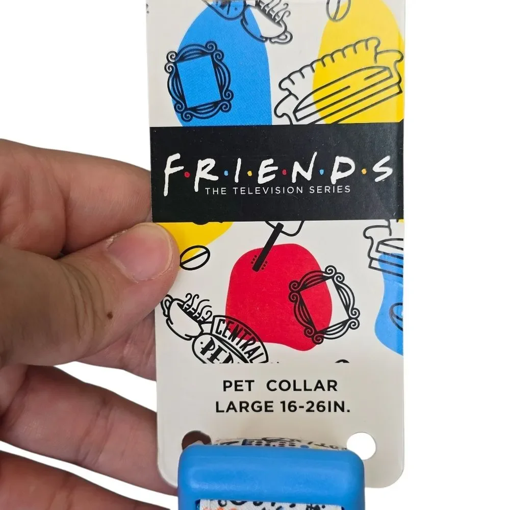 NWT FRIENDS Colorful Doodle Graphic Pet Collar & Leash Set Large